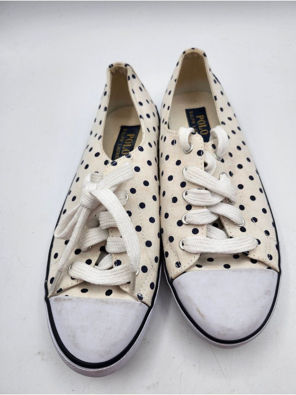 Polo Ralph Lauren Cream Polka Dot Canvas Sneakers